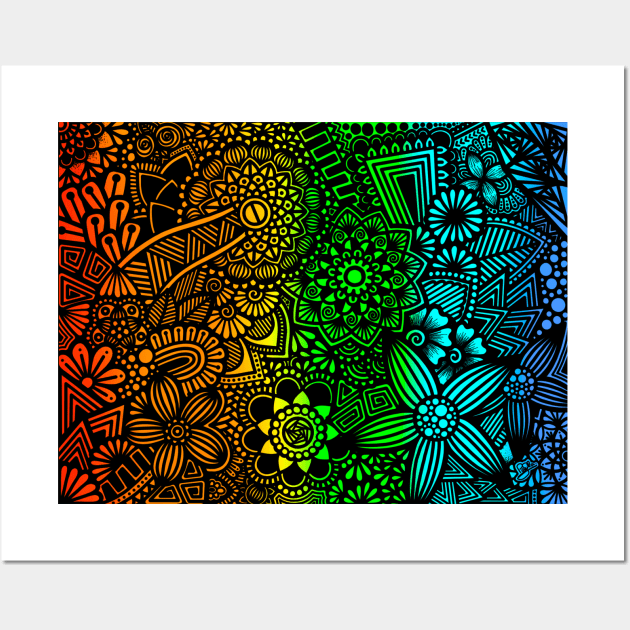 Rainbow Zentangle Pattern Wall Art by MyownArt